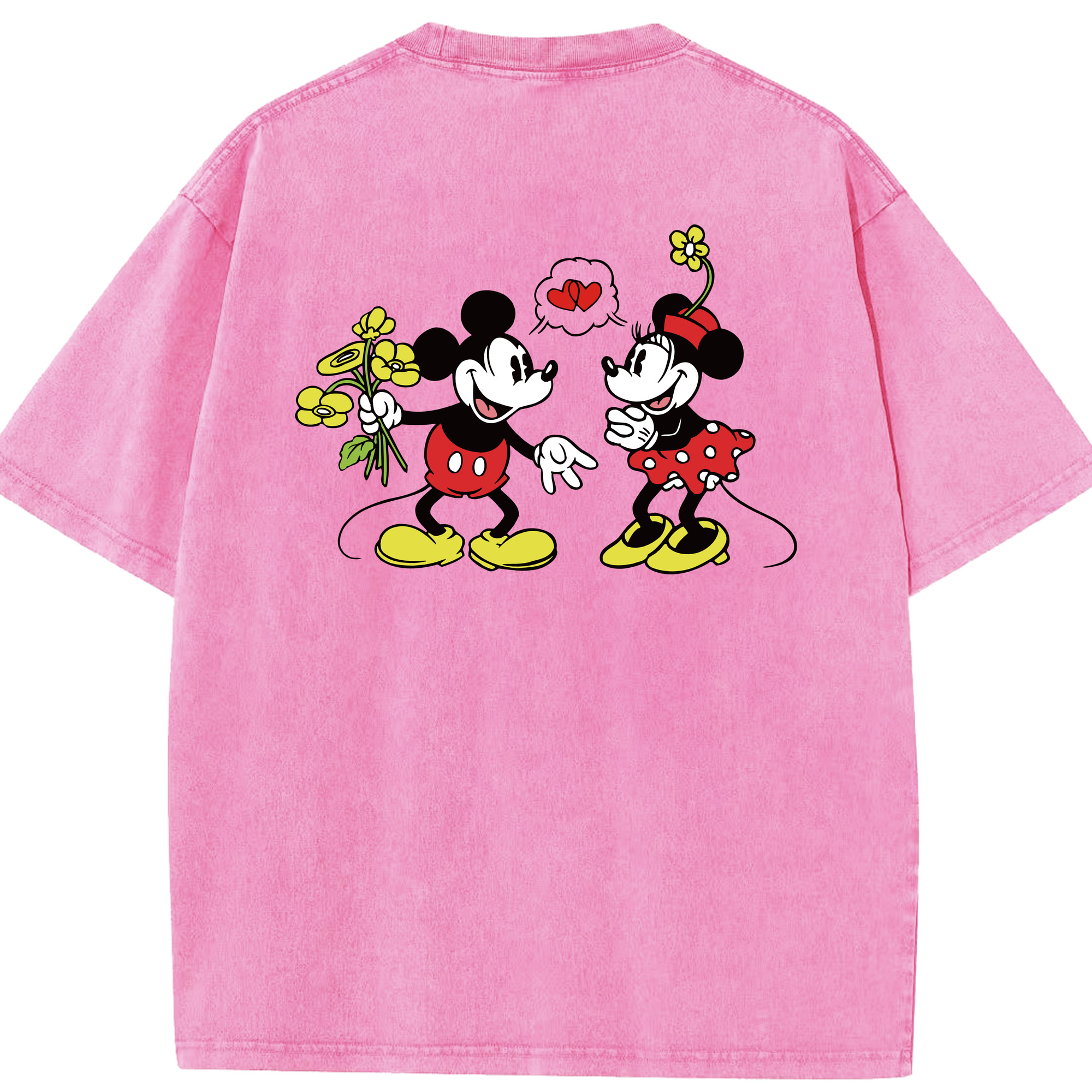 （画像用） ミッキーマウス Mickey Mouse 綿100% ヴィンテージ風 半袖Tシャツ（背面プリント）